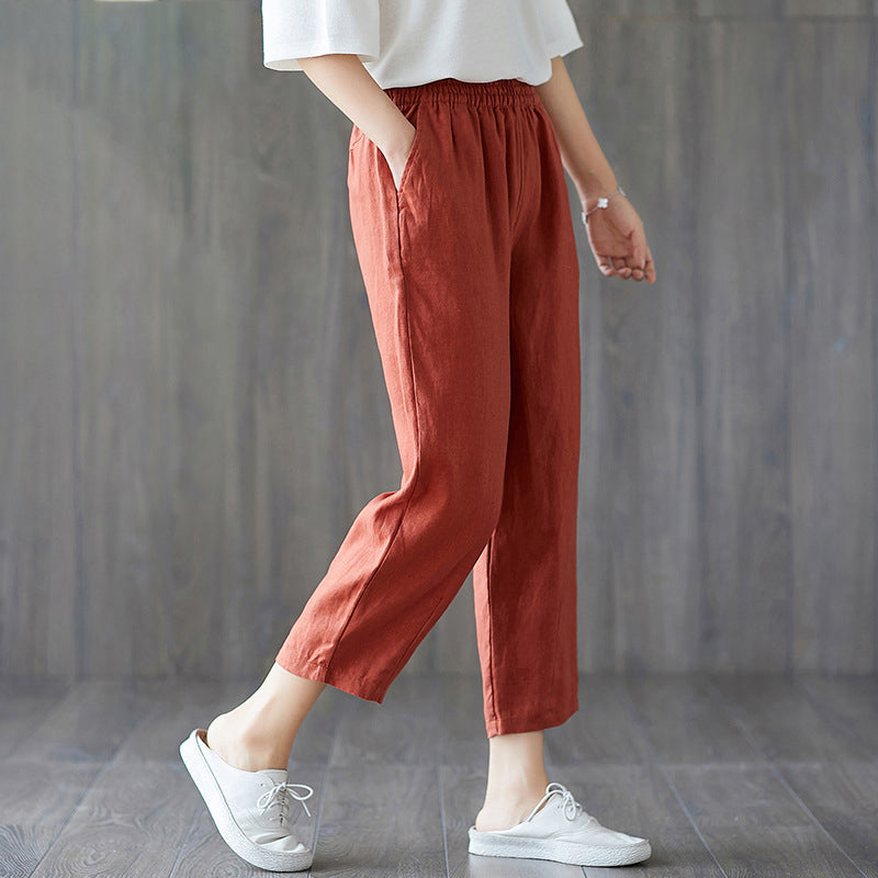 Elegant Cropped Trousers for Women – High Waist Casual Pants