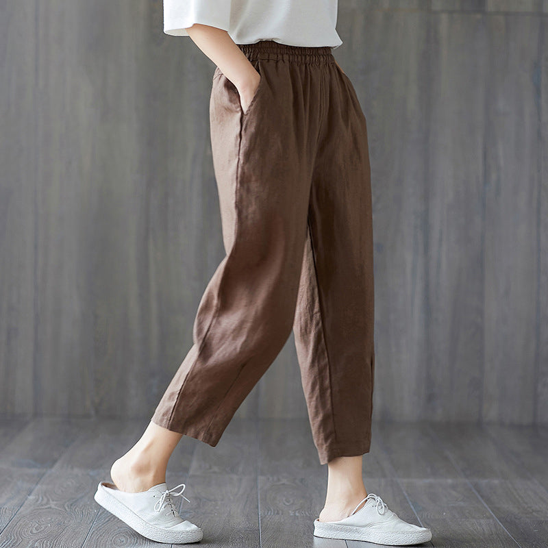 Elegant Cropped Trousers for Women – High Waist Casual Pants