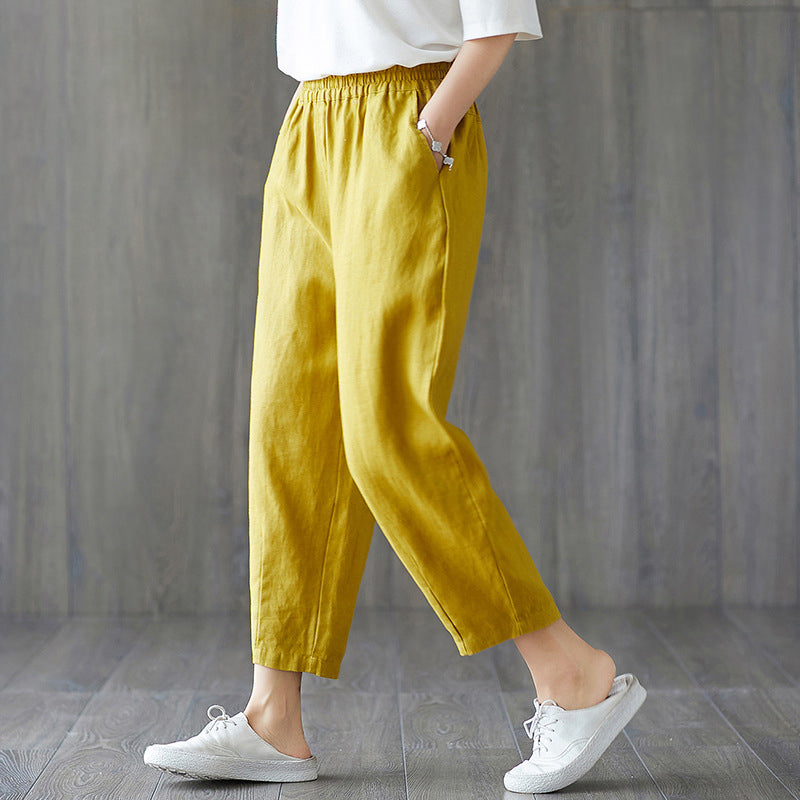 Elegant Cropped Trousers for Women – High Waist Casual Pants