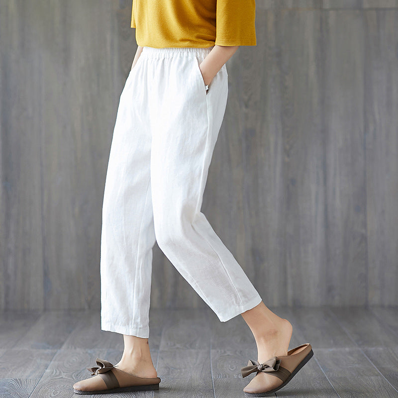 Elegant Cropped Trousers for Women – High Waist Casual Pants