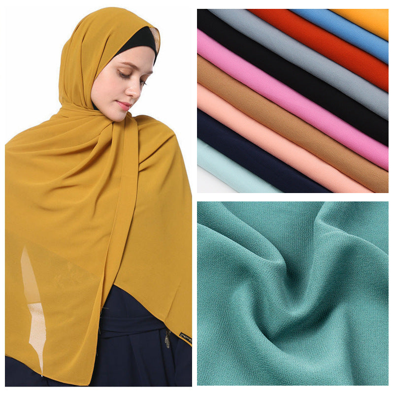 j✨ Elegant Pearl Chiffon Hijab Scarf – 70×180cm