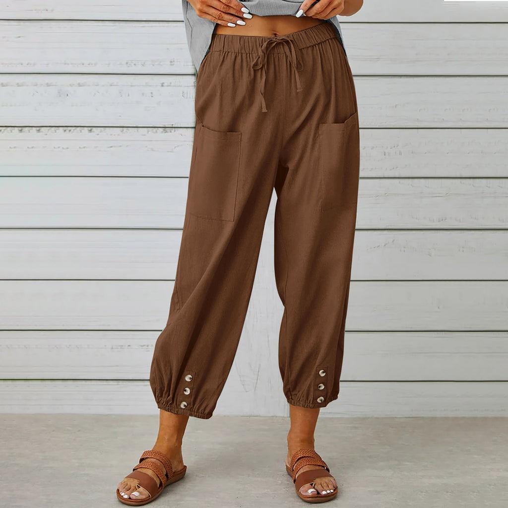 “Summer Cotton Linen Trousers for Women – Lightweight Casual Pants