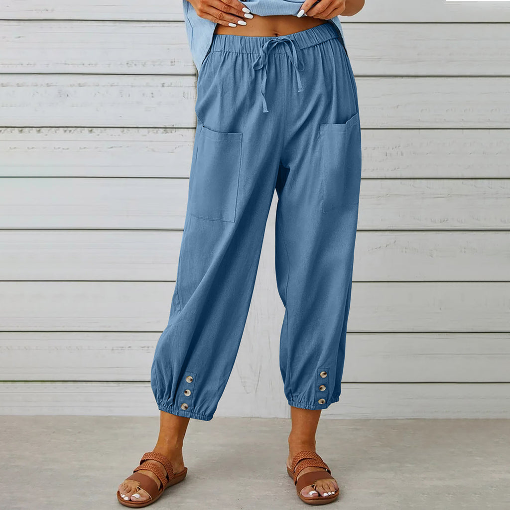 “Summer Cotton Linen Trousers for Women – Lightweight Casual Pants