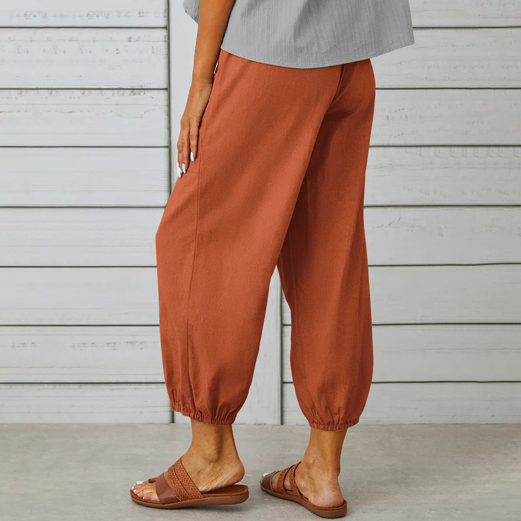 “Summer Cotton Linen Trousers for Women – Lightweight Casual Pants