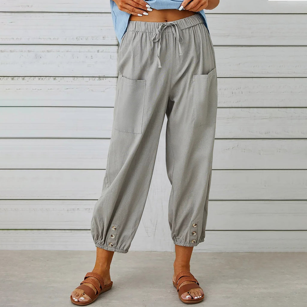 “Summer Cotton Linen Trousers for Women – Lightweight Casual Pants