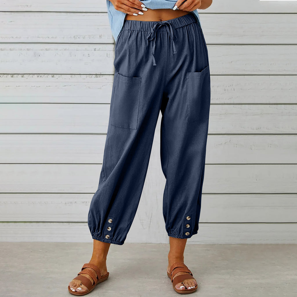 “Summer Cotton Linen Trousers for Women – Lightweight Casual Pants