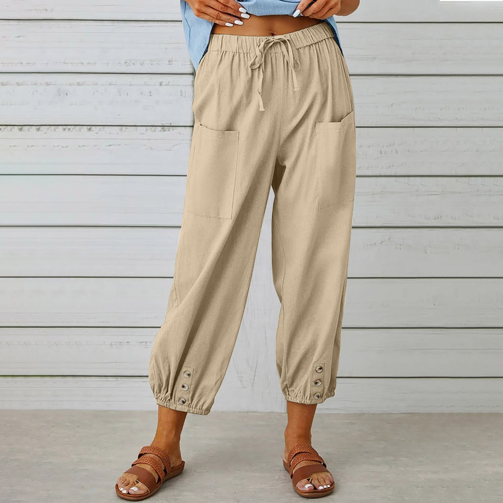 “Summer Cotton Linen Trousers for Women – Lightweight Casual Pants