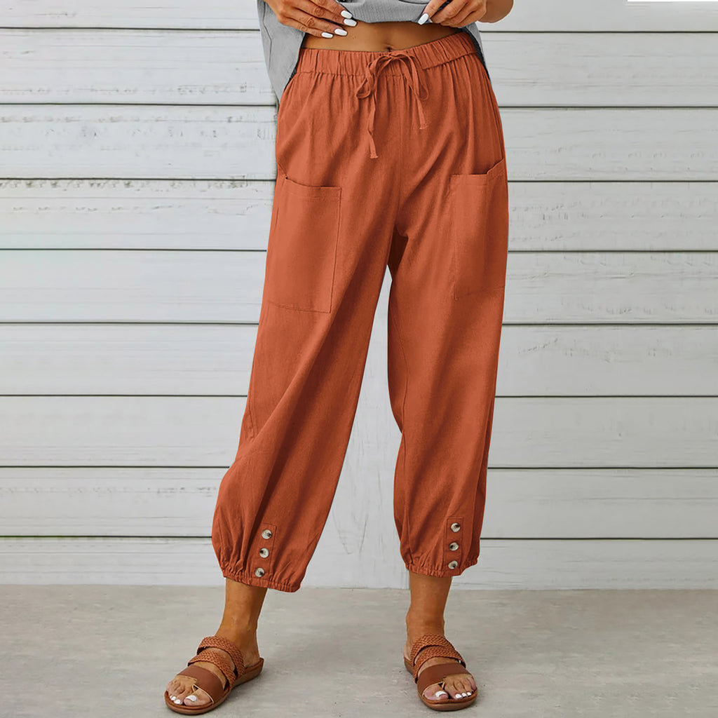 “Summer Cotton Linen Trousers for Women – Lightweight Casual Pants