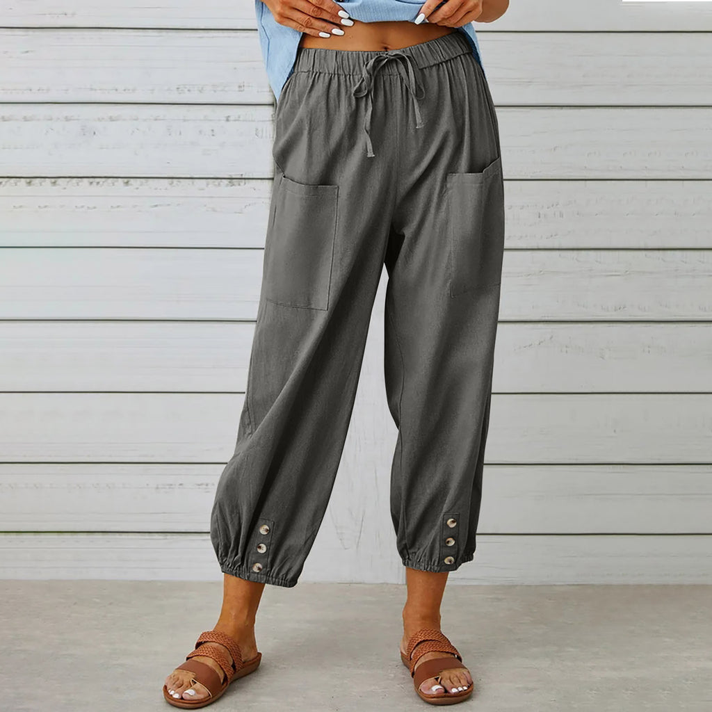“Summer Cotton Linen Trousers for Women – Lightweight Casual Pants