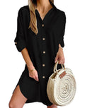 Elegant Button Shirt Dress – Casual Long Sleeve Summer Outfit for Women